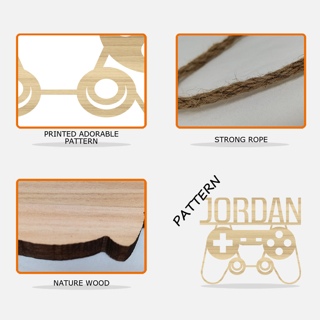 Salle de jeux - Panneau en bois personnalisé en forme de jeu vidéo