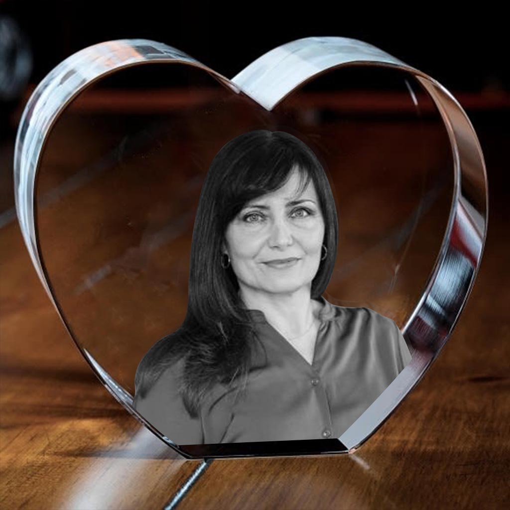 Lampe en cristal 3D en forme de cœur avec gravure laser personnalisée pour tante