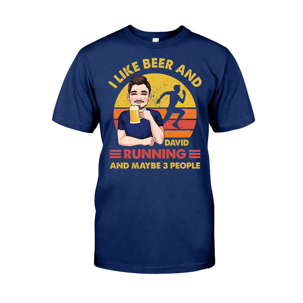 J'aime la bière et la course à pied - T-shirt et sweat à capuche de course personnalisés