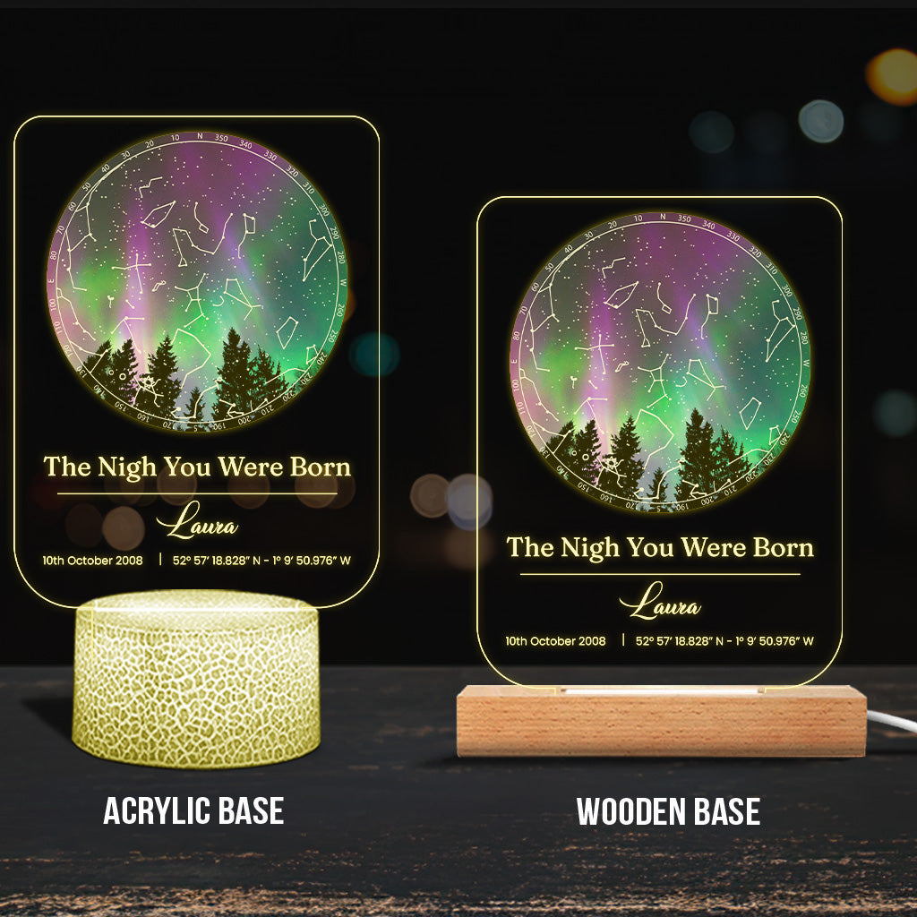 Plaque lumineuse personnalisée en forme de jour de naissance