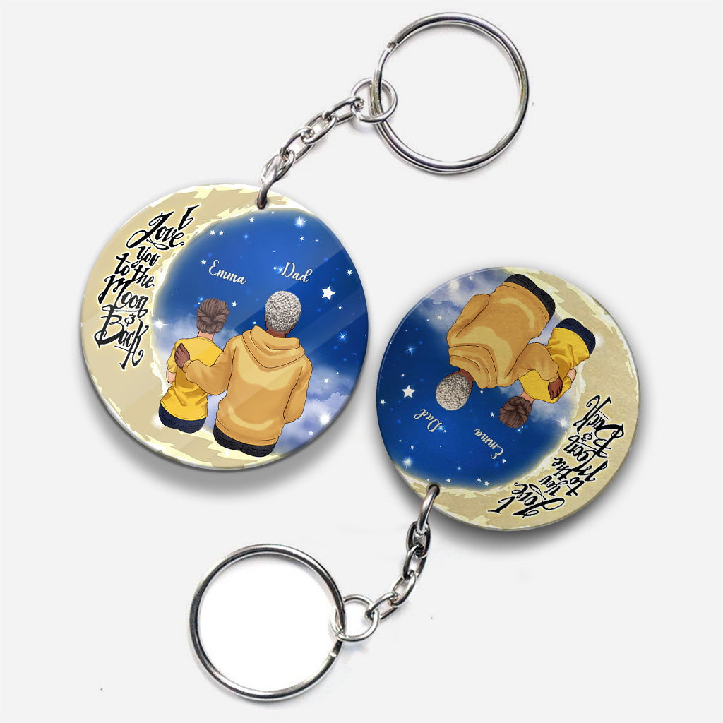 Aller et revenir de la Lune - Cadeau pour grand-mère, maman, papa, grand-père - Porte-clés personnalisé