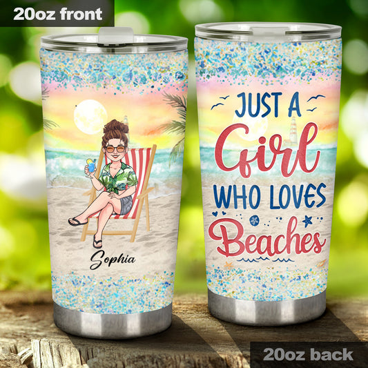 Gobelet personnalisé « Juste une fille qui aime la plage » pour les amoureux de la mer