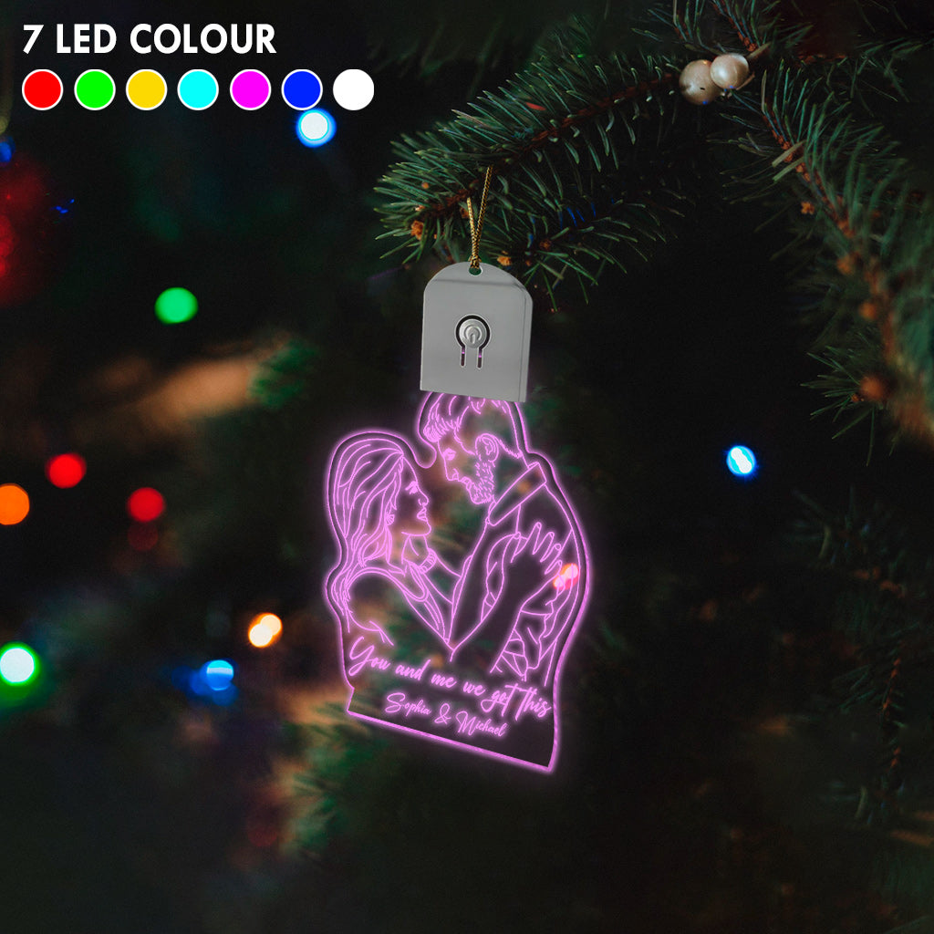 Line Drawing Couple - Personalized Couple Led Acrylic Ornament