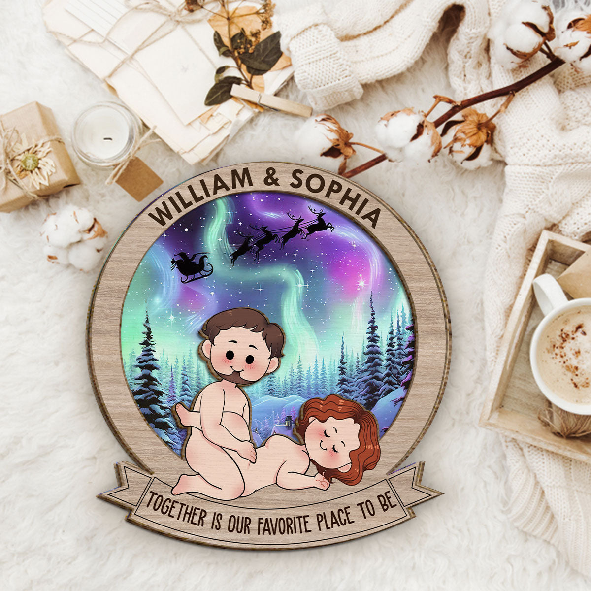 Together Is My Favorite To Be - gift for husband, wife, girlfriend, boyfriend - Personalized 2 Layered Wood Sign / Wood Plaque