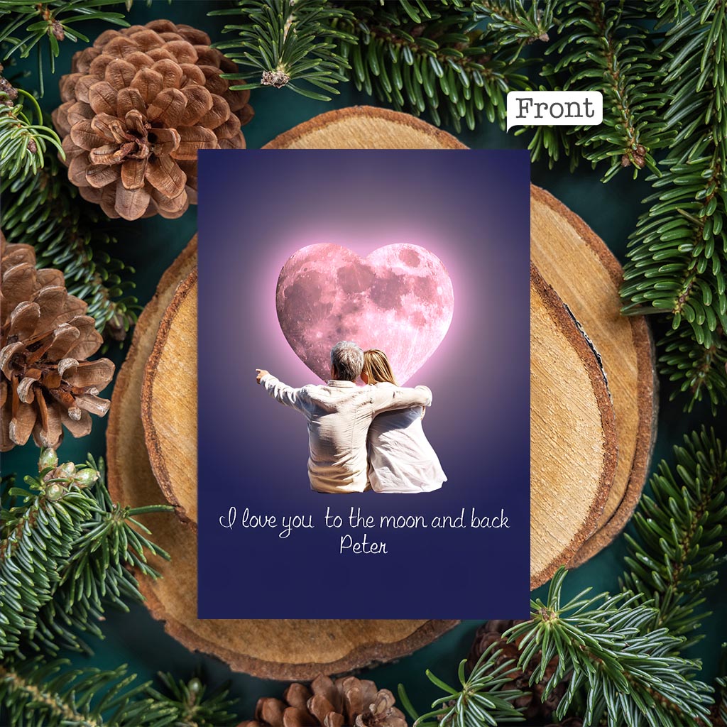 Je t'aime jusqu'à la lune et retour - Carte de vœux personnalisée