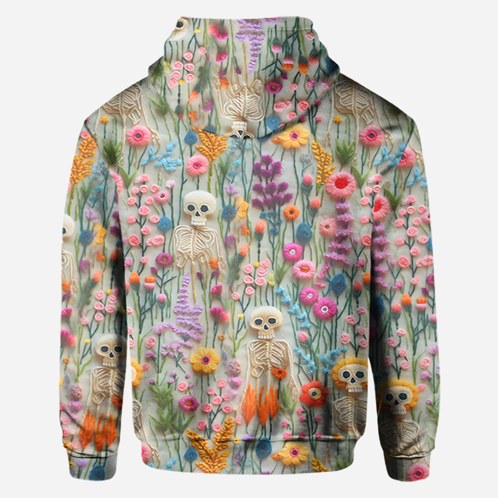 T-shirt à motif floral squelette et crâne personnalisé