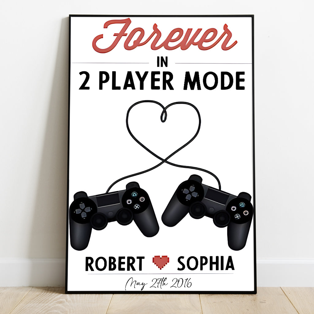 2 Player Mode - Personalized Video Game Canvas And Poster