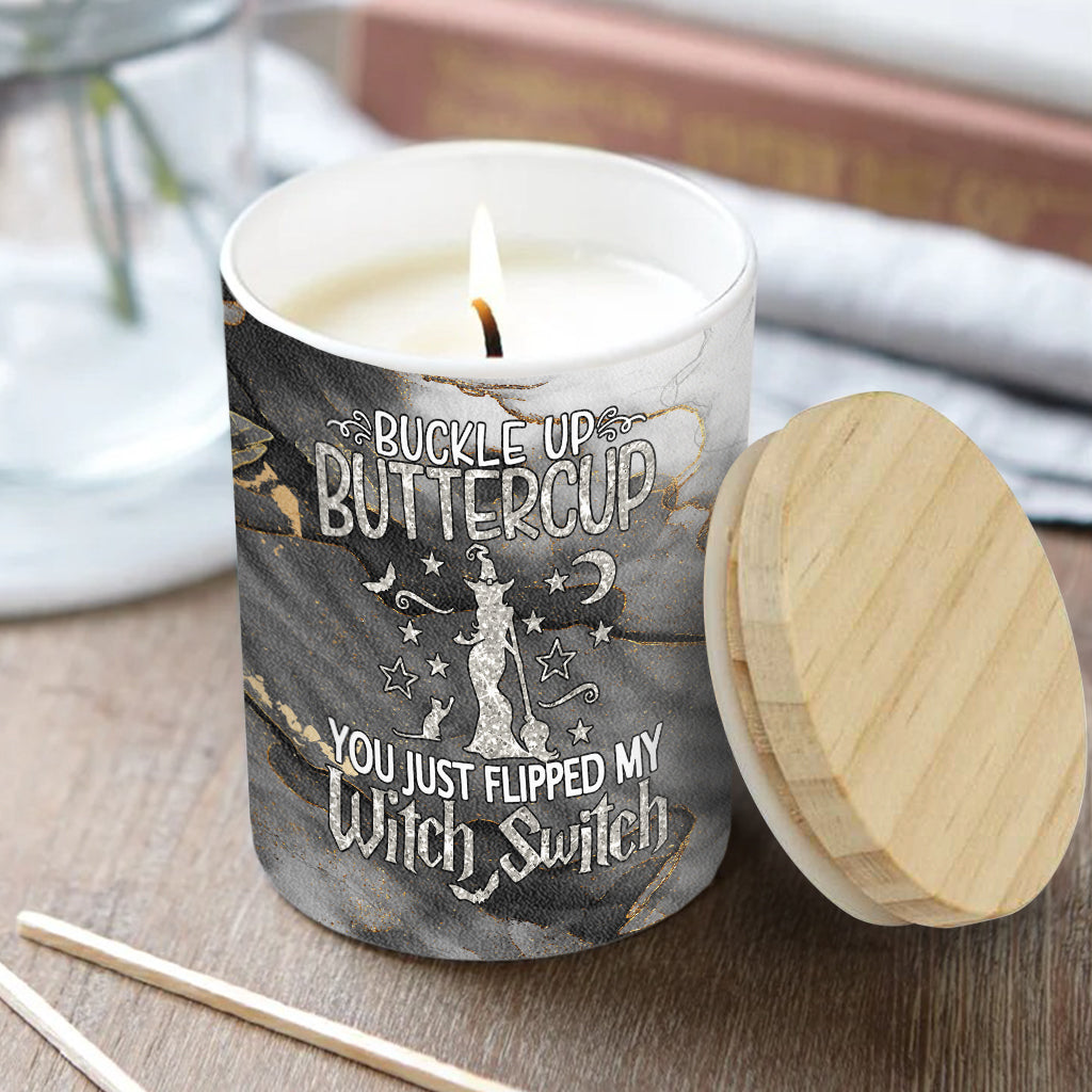 Bouclez votre ceinture, Belle-Fleur ! - Bougie de sorcière personnalisée avec couvercle en bois
