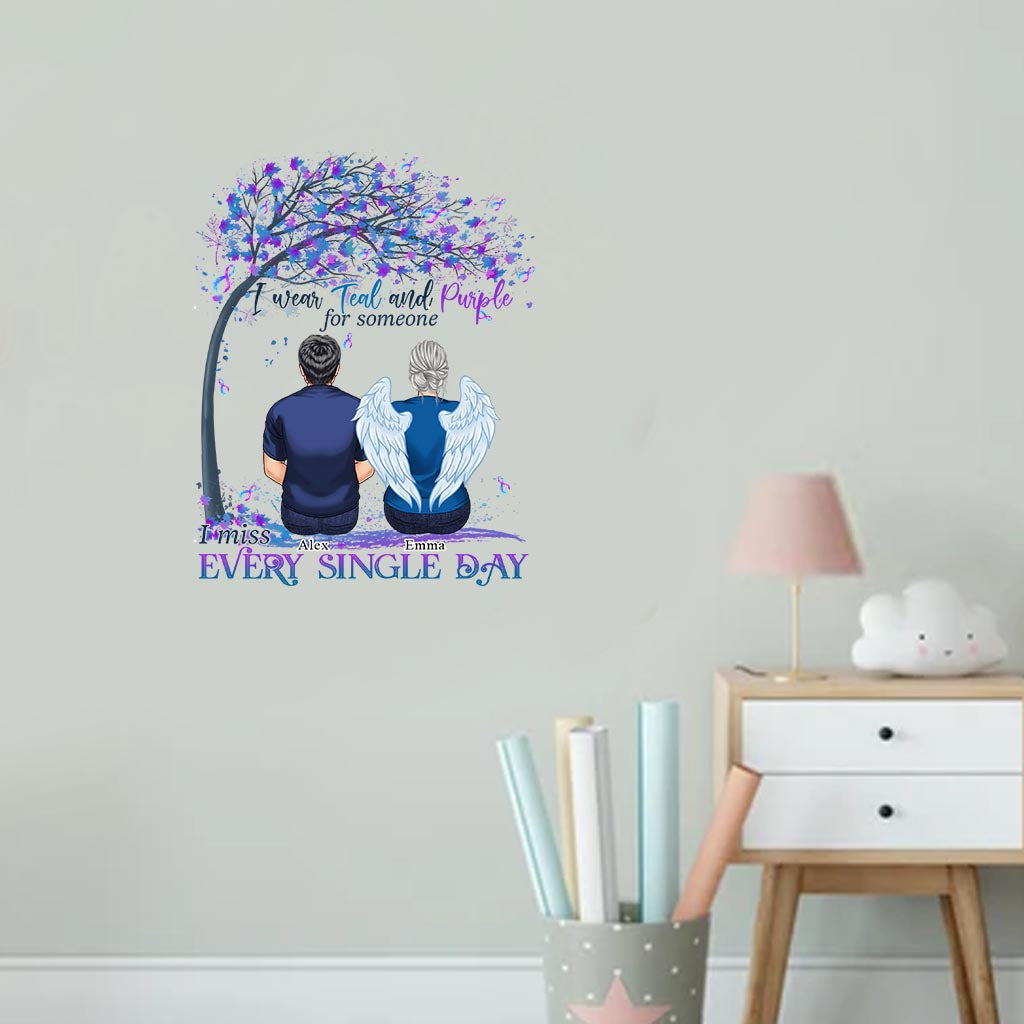 I Wear Teal And Purple - Personalized Suicide Prevention Decal Full