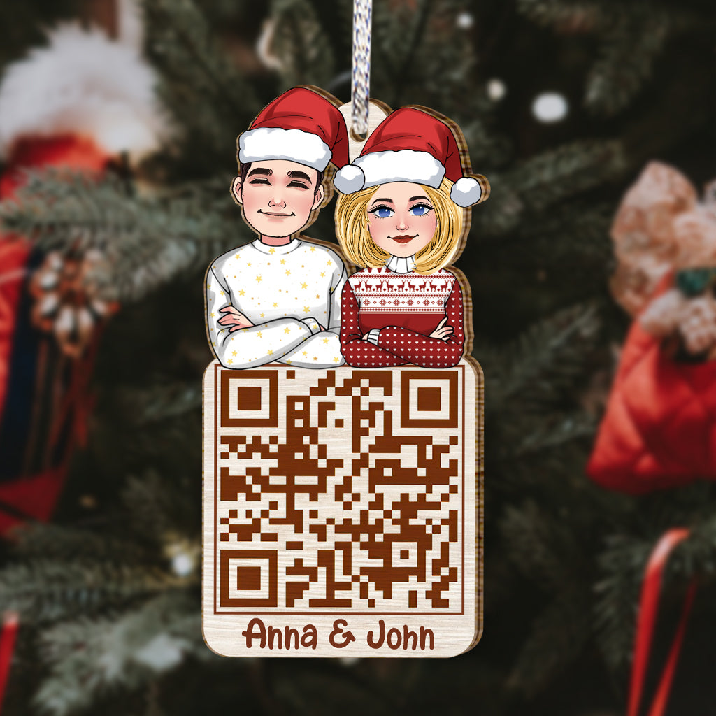 Code QR pour couple de Noël - Ornement personnalisé pour couple