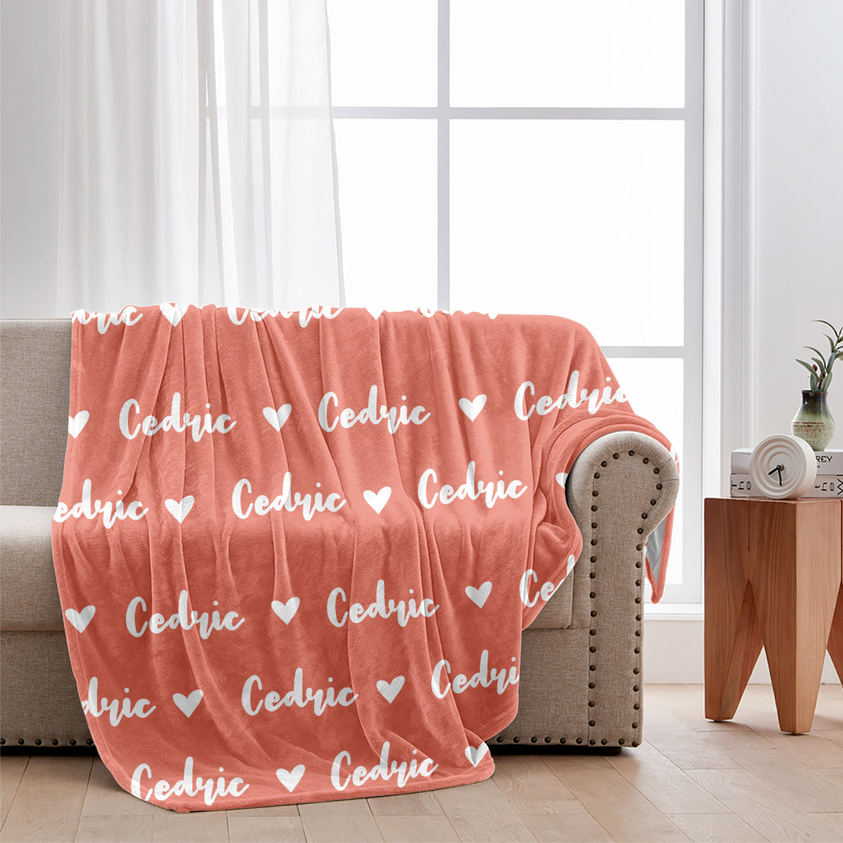 Couverture personnalisée pour nouveau-né avec motif cœur et prénom