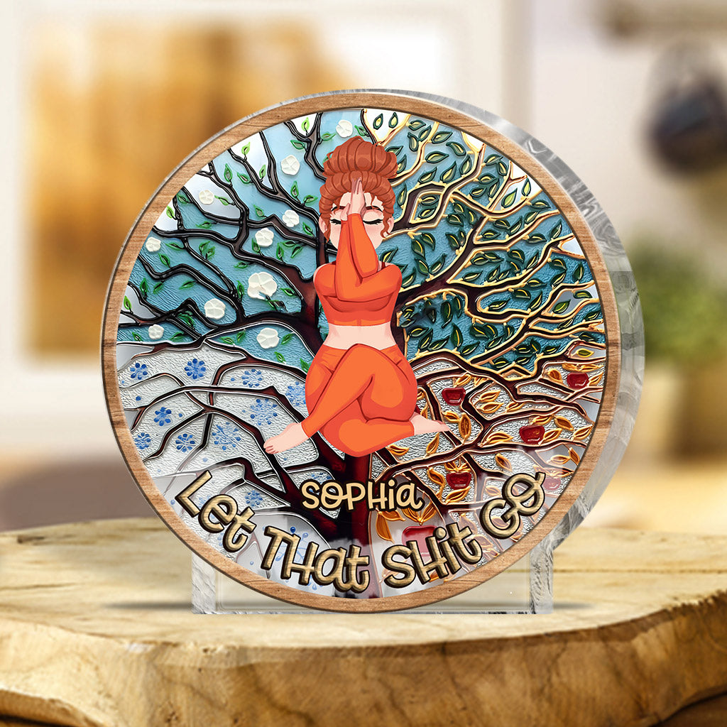 Lâchez prise - Plaque acrylique personnalisée de yoga en forme sur mesure