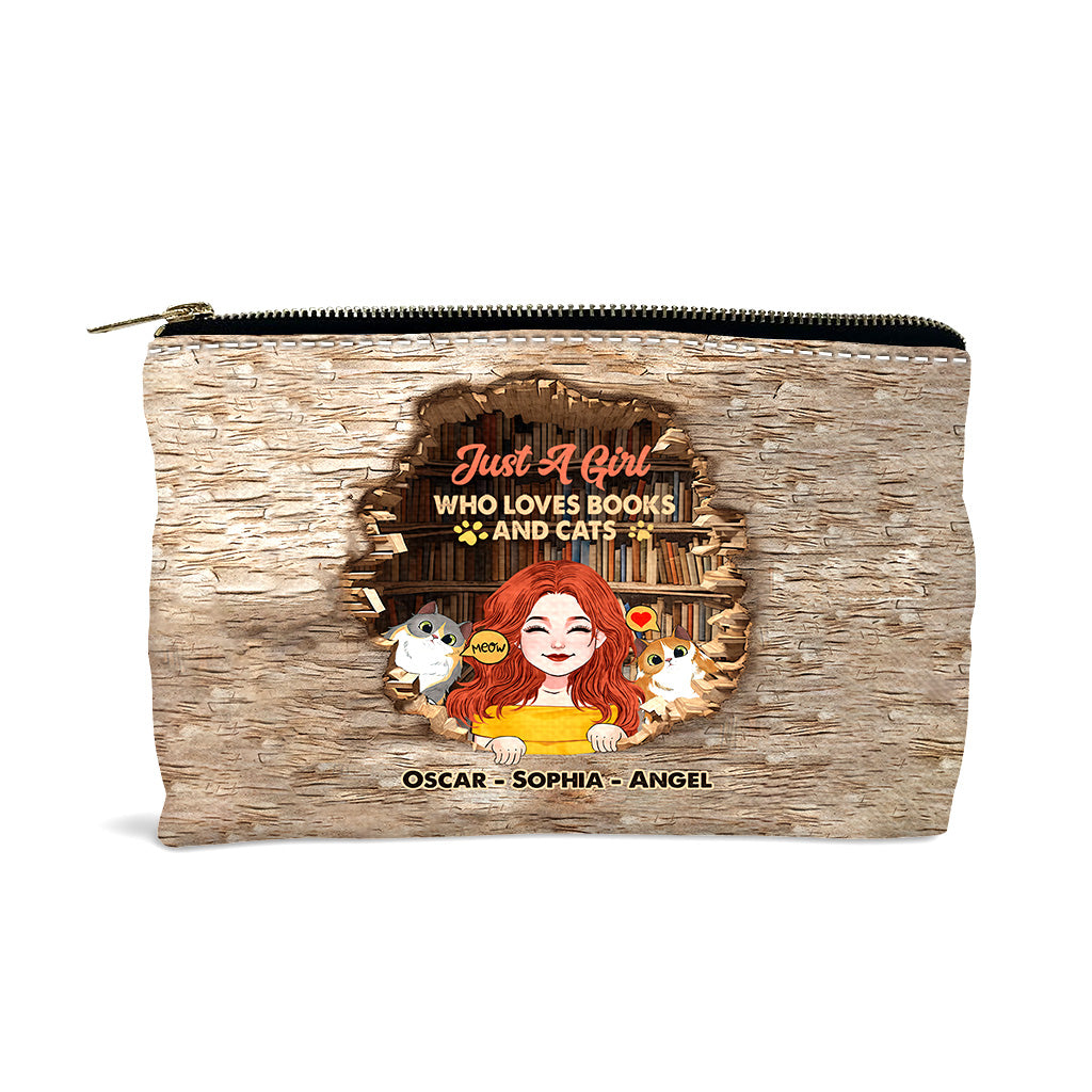 Pochette à livres personnalisée « J’aime les livres et les chats »