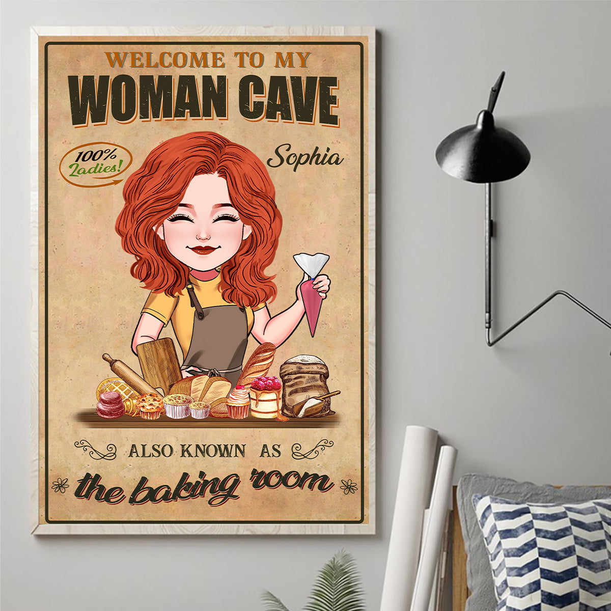 Bienvenue dans mon antre de femme - Toile et affiche personnalisées sur le thème de la pâtisserie
