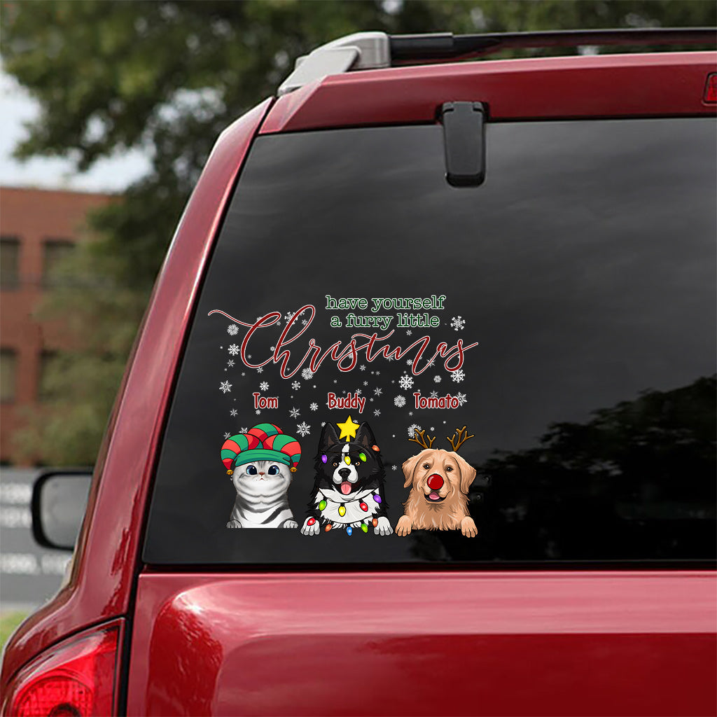 Have Yourself a Furry Little Christmas - Personalized Dog Decal Die Cut