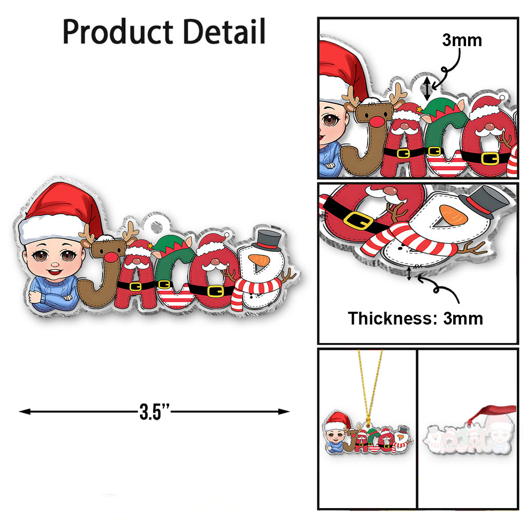 Joyeux Noël - Ornement transparent personnalisé pour enfant