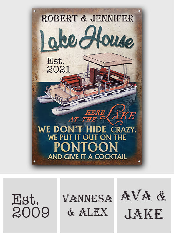 Maison au bord du lac - Panneau métallique rectangulaire personnalisé pour ponton