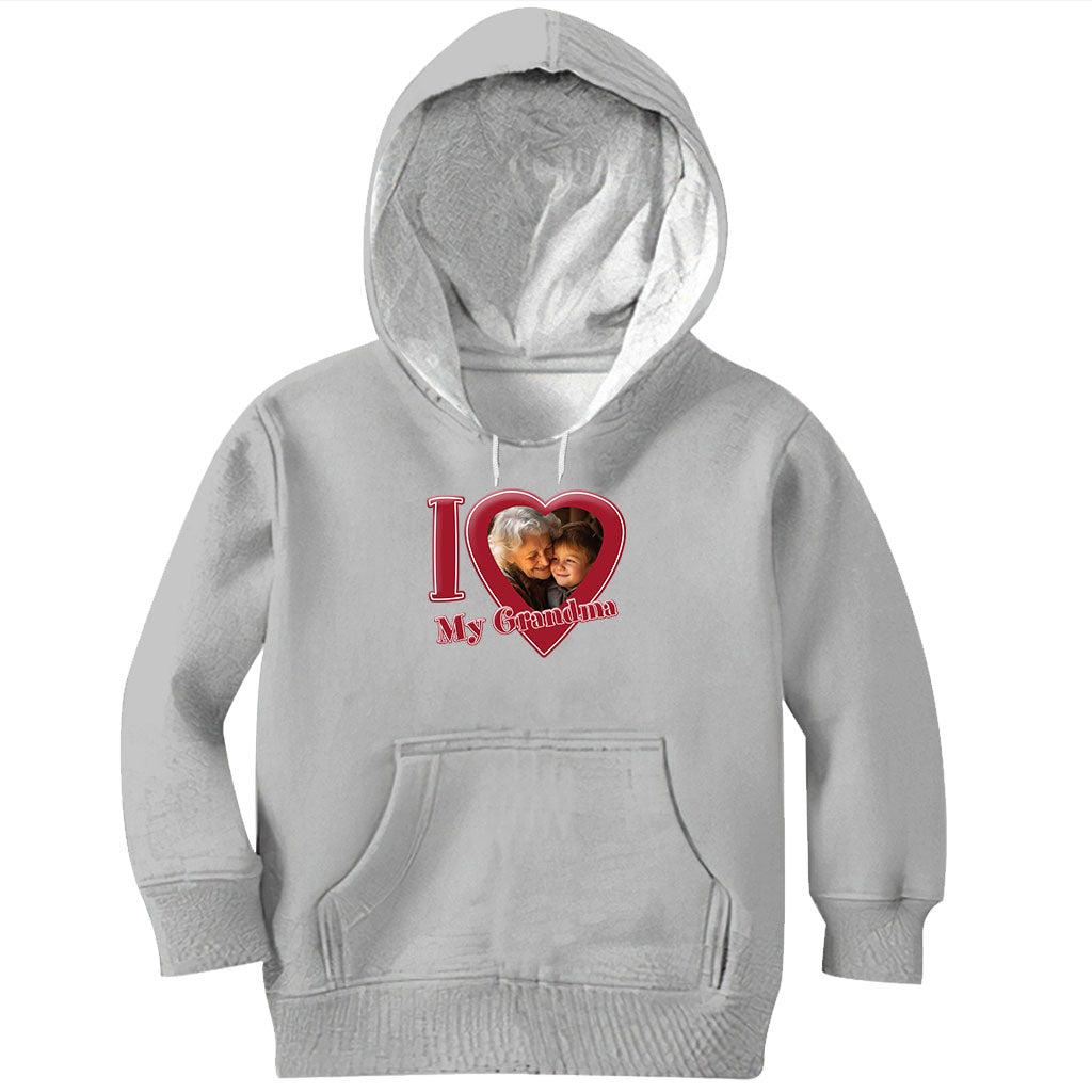 J'aime ma grand-mère/mamie/maman... - T-shirt et sweat à capuche personnalisés pour grand-mère