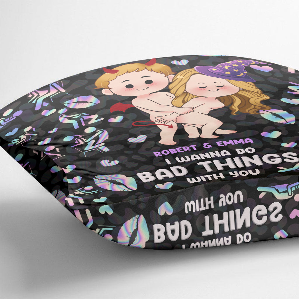 Coussin décoratif personnalisé pour couple « J'ai envie de faire des bêtises avec toi »