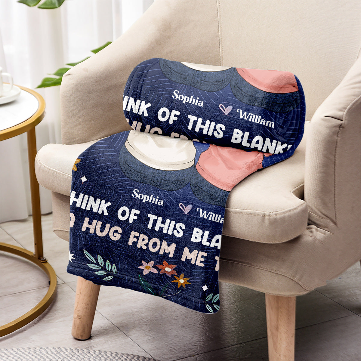 Think Of This Blanket As A Hug Of Me - Personalized Sibling Blanket