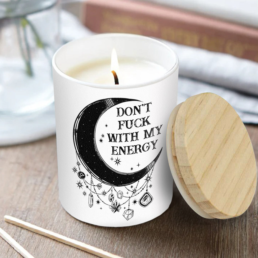 Don't F With My Energy - Personalized Witch Candle With Wooden Lid