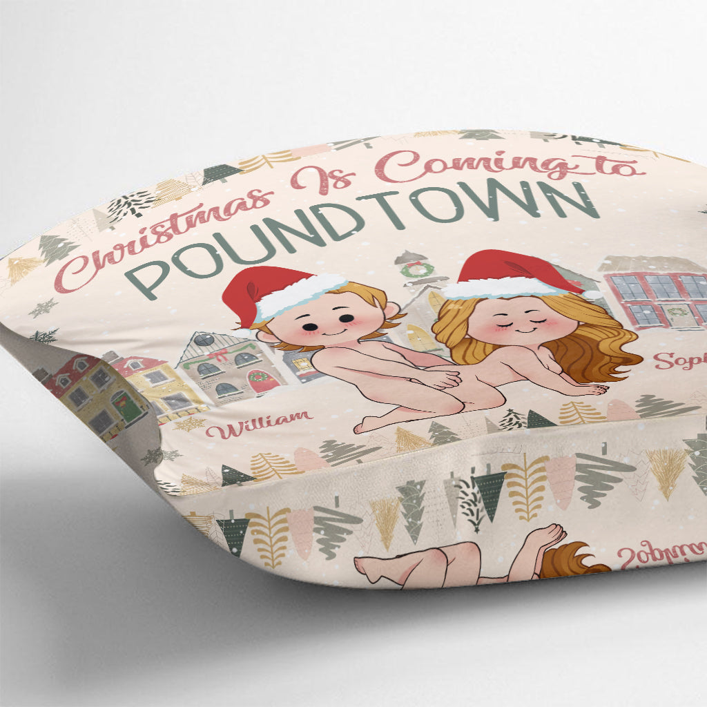 Joyeux Noël à Poundtown - cadeau pour mari, petit ami, petite amie - Coussin décoratif personnalisé