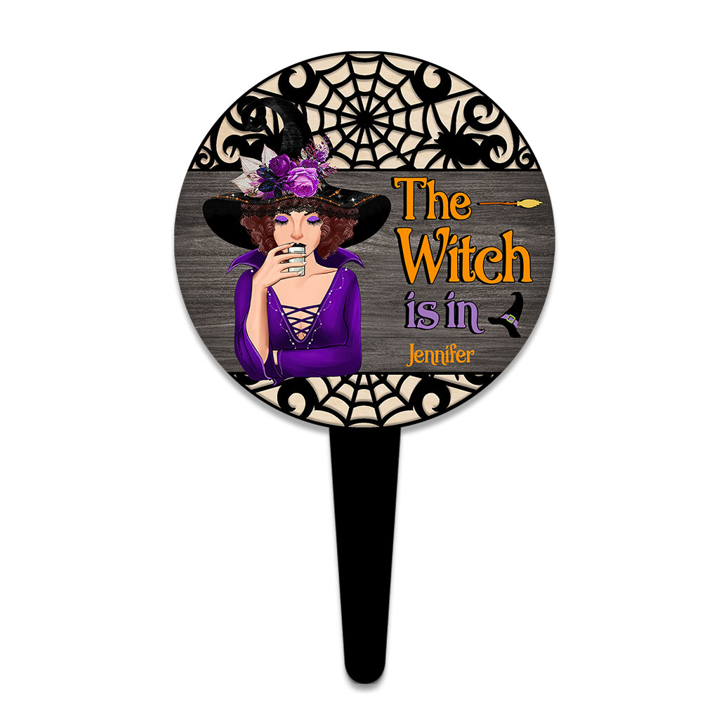 The Witch Is In - Personalized Witch Acrylic Garden Sign
