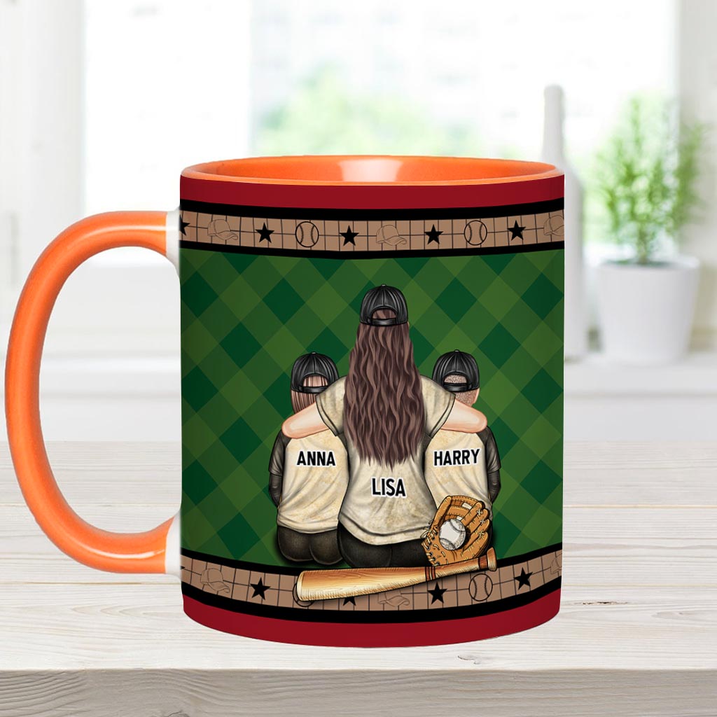 Mon cœur est sur le terrain - Mug personnalisé sur le thème du baseball