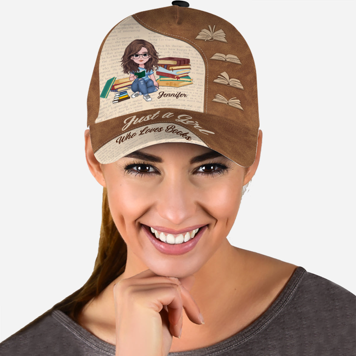 Juste une fille qui aime les livres - Casquette classique personnalisée avec un livre