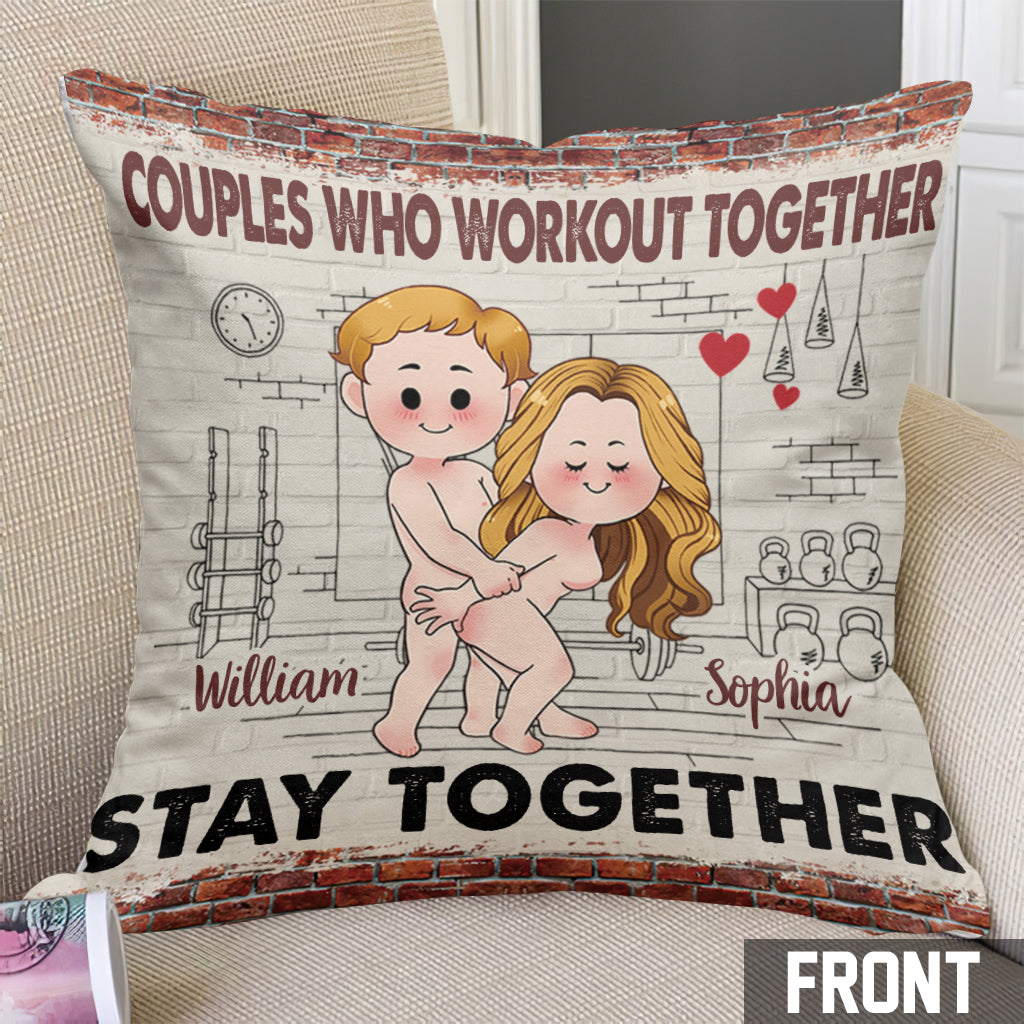Faites du sport ensemble, restez ensemble - Coussin décoratif personnalisé pour couples