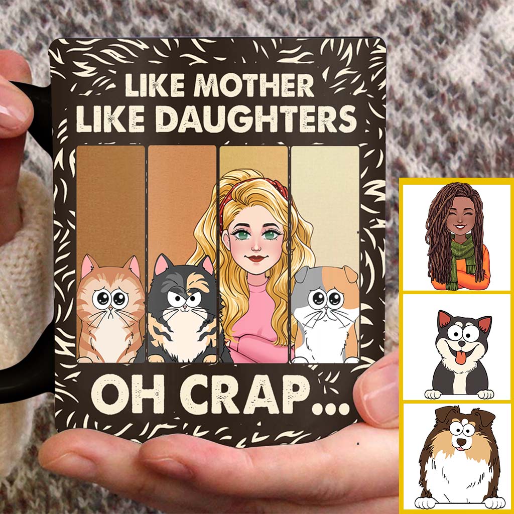 Tel père, telle fille, tel fils. Amoureux des chats et des chiens - Mug personnalisé pour les amoureux des animaux