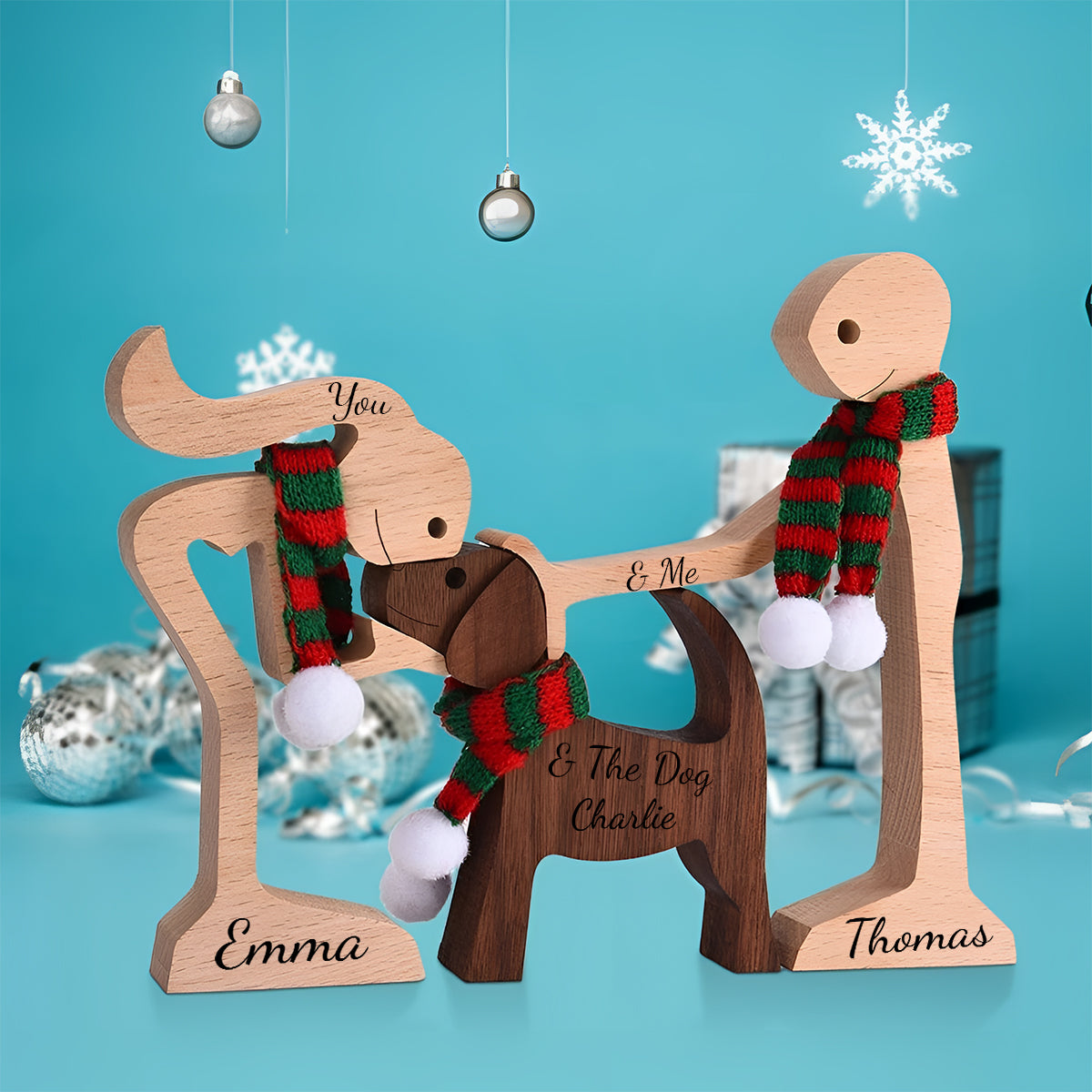 You & Me And The Dog - Personalized Couple Decorative Figures