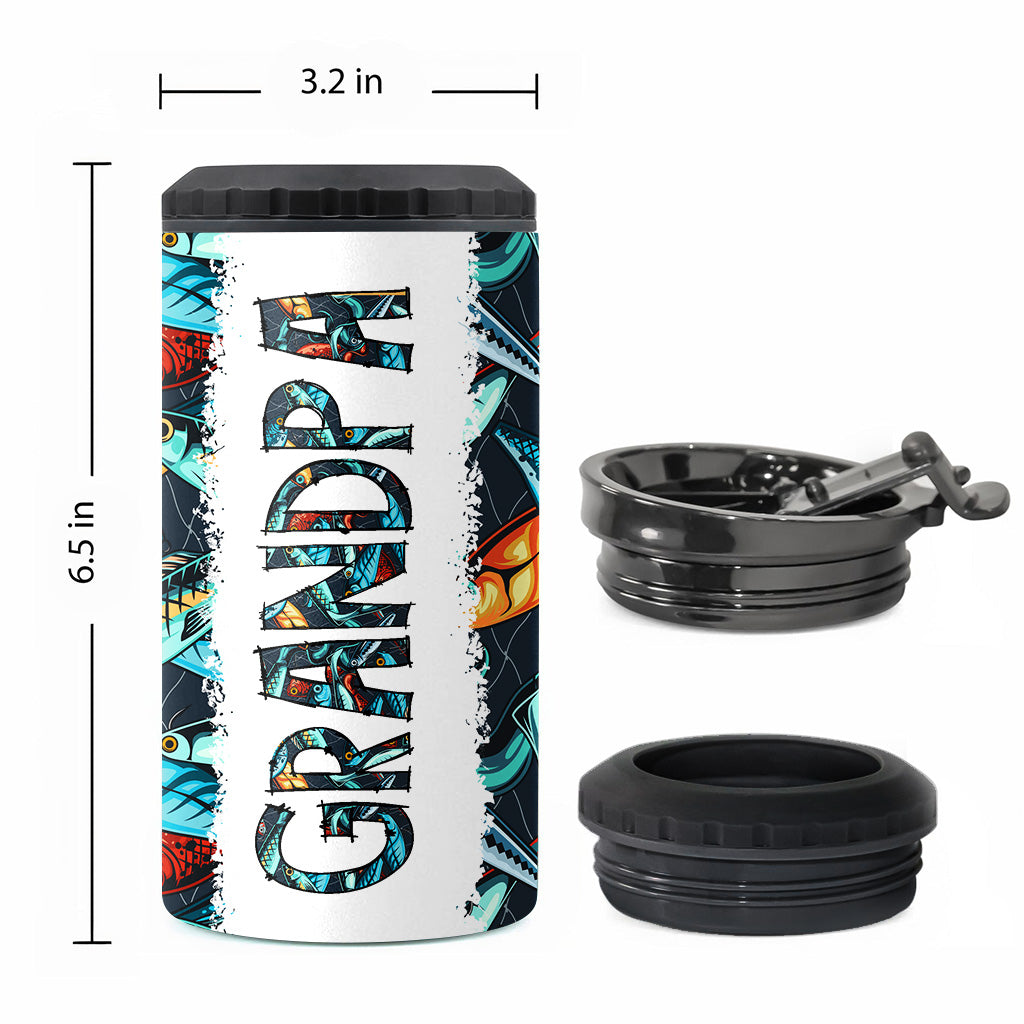 Reel Cool Dad - Fishing gift for dad, grandpa, him, husband - Personalized Can Cooler
