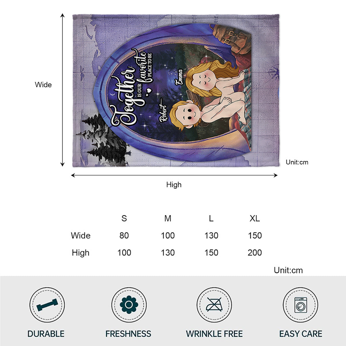 Être ensemble, c'est notre endroit préféré - Couverture de camping personnalisée