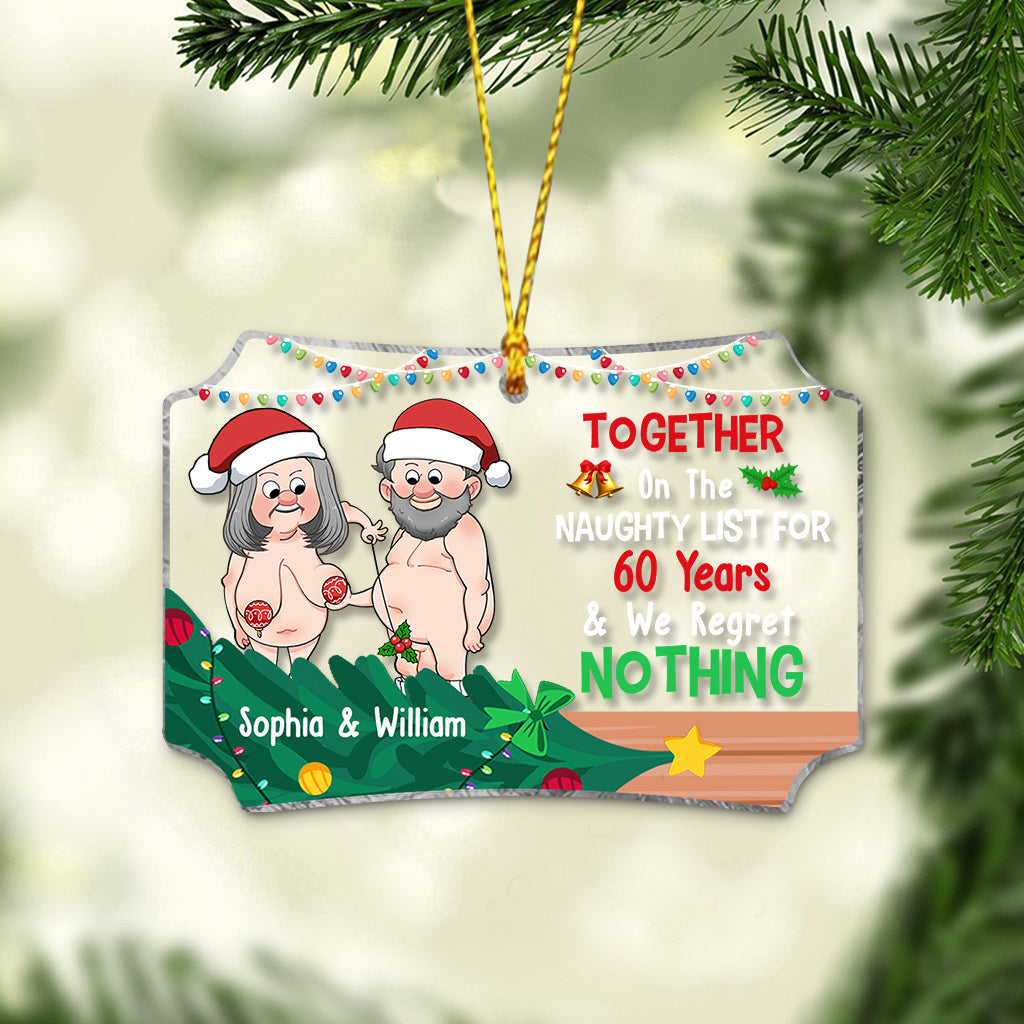 Together On The Naughty List - Personalized Couple Transparent Ornament