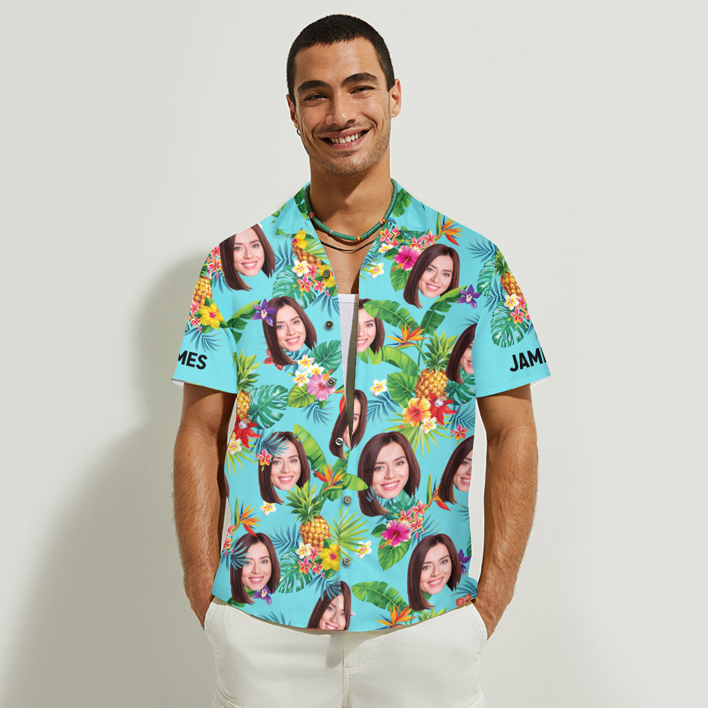 Chemise hawaïenne personnalisée « Amoureux de la mer » - Fleurs tropicales