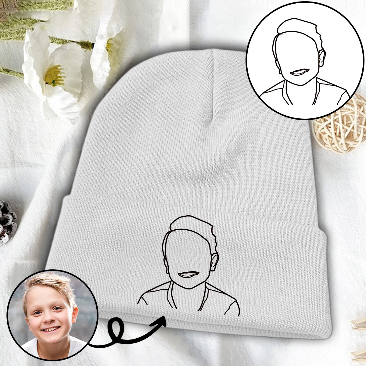 Bonnet brodé personnalisé pour enfant avec photo -