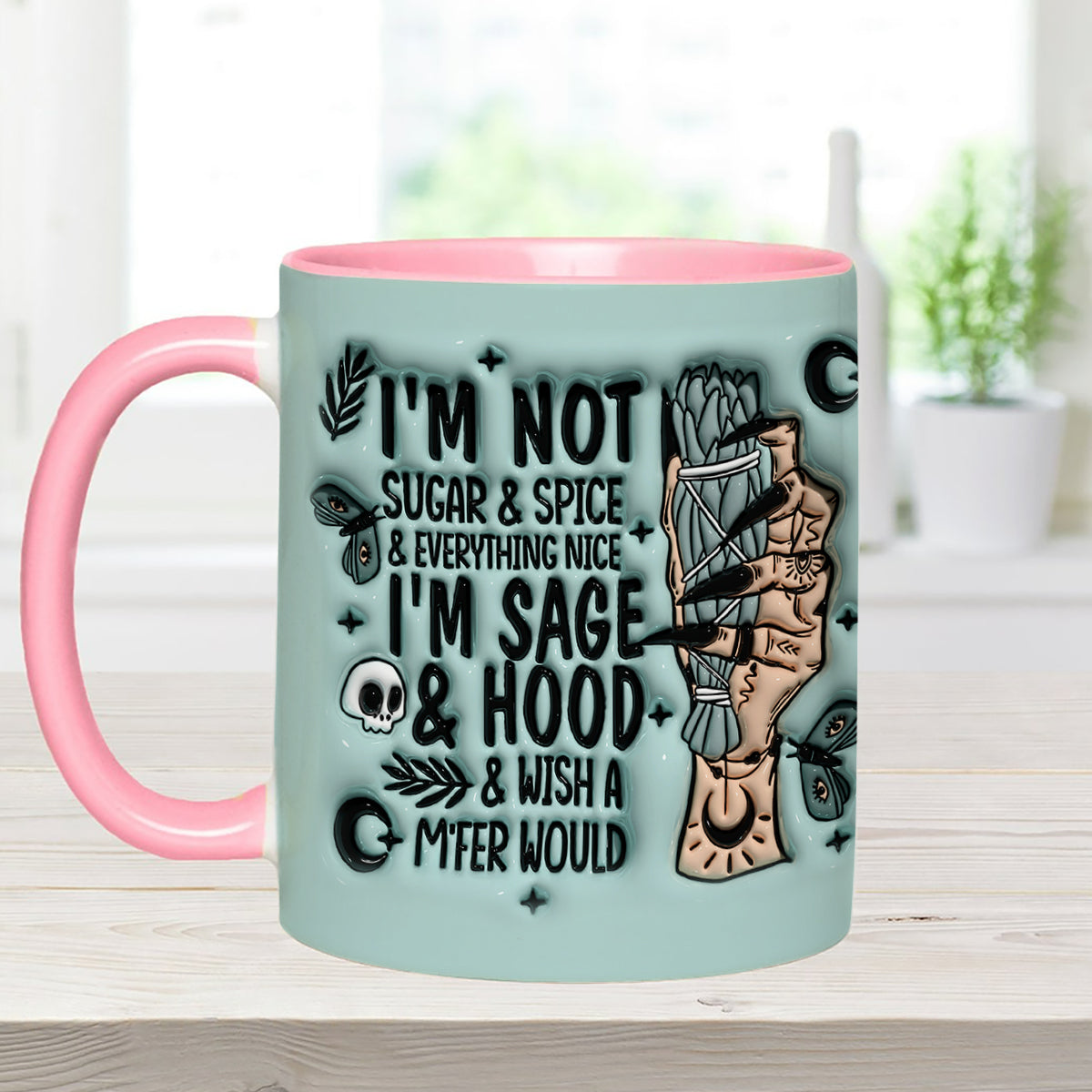 Je ne suis pas douce et gentille, je suis sage et authentique - Mug personnalisé à l'effigie d'une sorcière