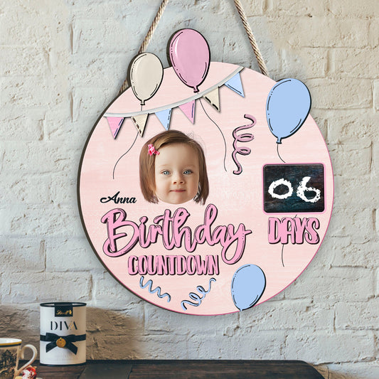 Compte à rebours d'anniversaire - Panneau en bois personnalisé pour la famille