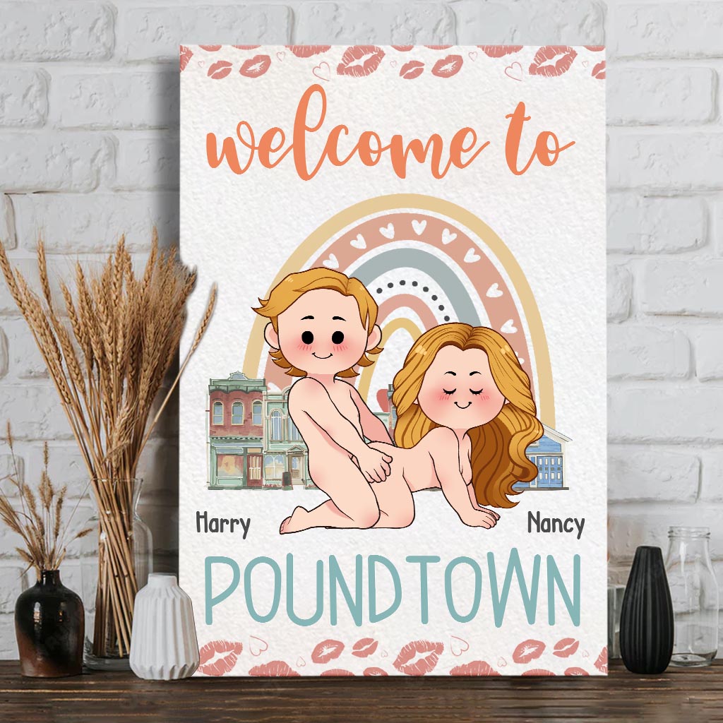 Bienvenue à Pound Town - Toile et affiche personnalisées pour couples (contenu inapproprié pour adultes)