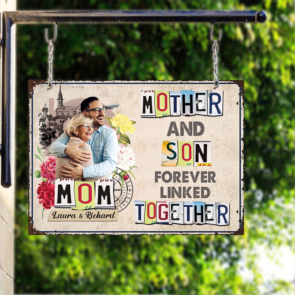 Unis pour toujours - Cadeau pour maman, fille, fils - Plaque métallique rectangulaire personnalisée