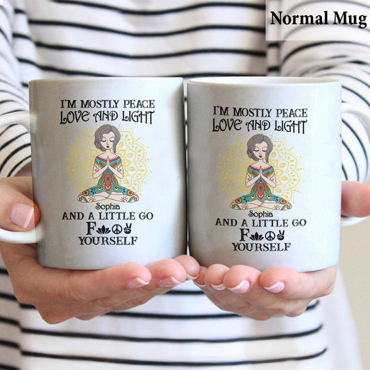 Je suis avant tout paix, amour et lumière - Mug de yoga personnalisé