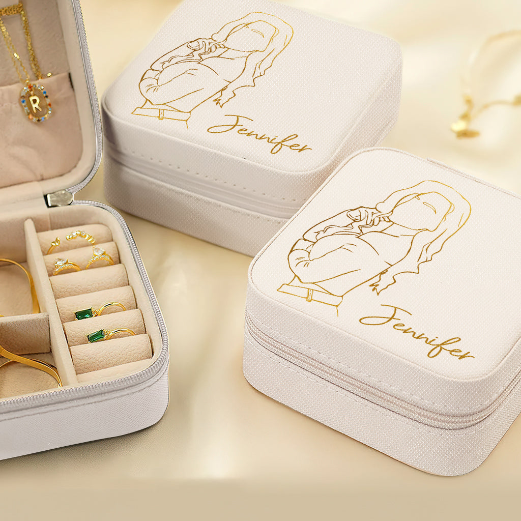 Dessin au trait personnalisé - cadeau pour grand-mère, maman, tante, fille, sœur, petite-fille, épouse, petite amie - Boîte à bijoux personnalisée
