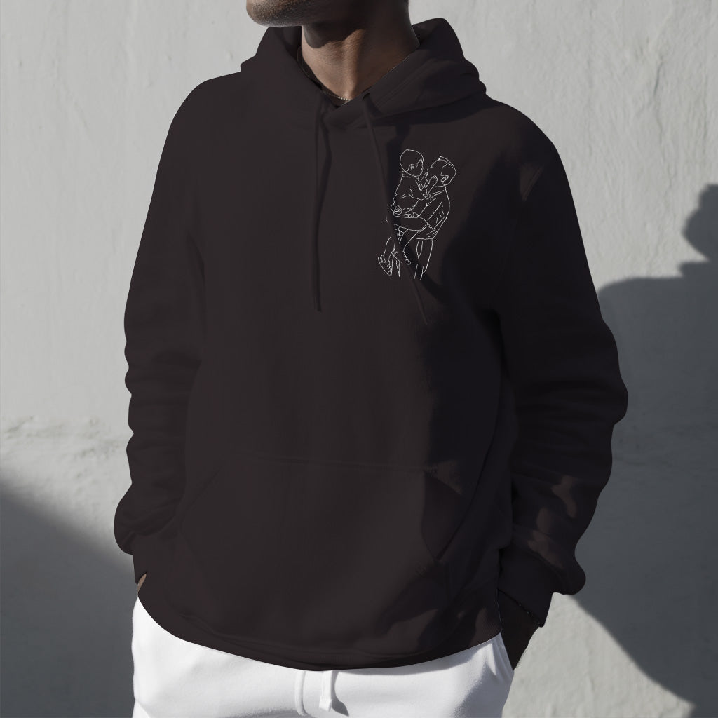Sweat à capuche brodé personnalisé avec motif au trait - Grand-père personnalisé