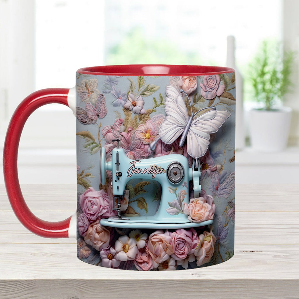 Floral Sewing Machine - Personalized Sewing Accent Mug