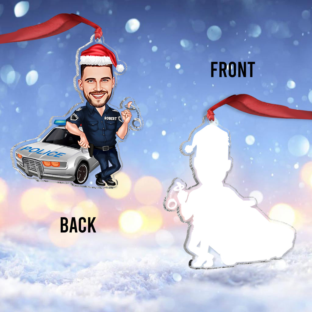 Servir et protéger - Ornement transparent personnalisé pour policier