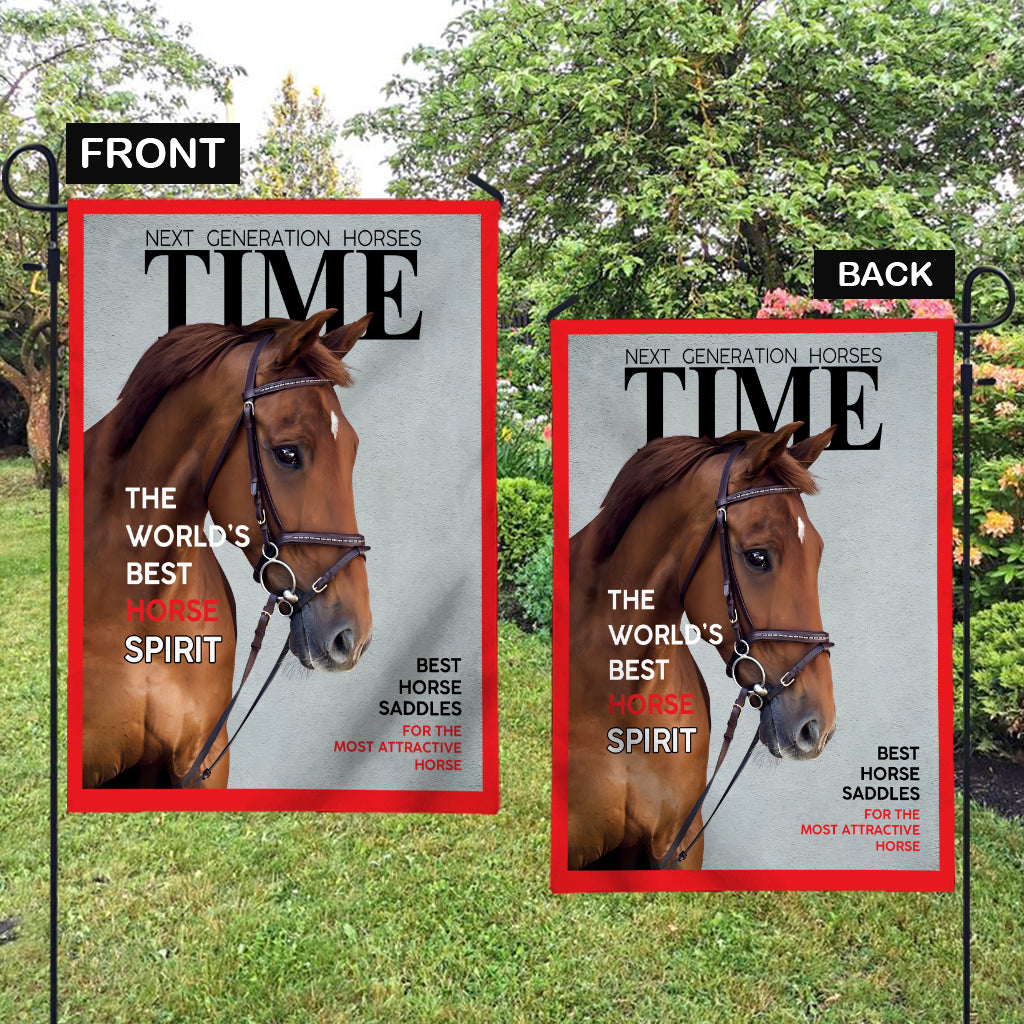 Couvertures de magazines - Drapeau de jardin personnalisé avec cheval