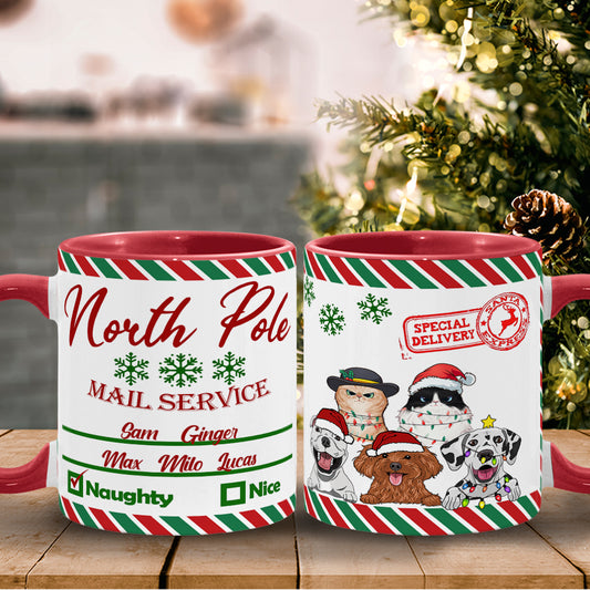 North Pole Mail Service - Personalized Dog Accent Mug