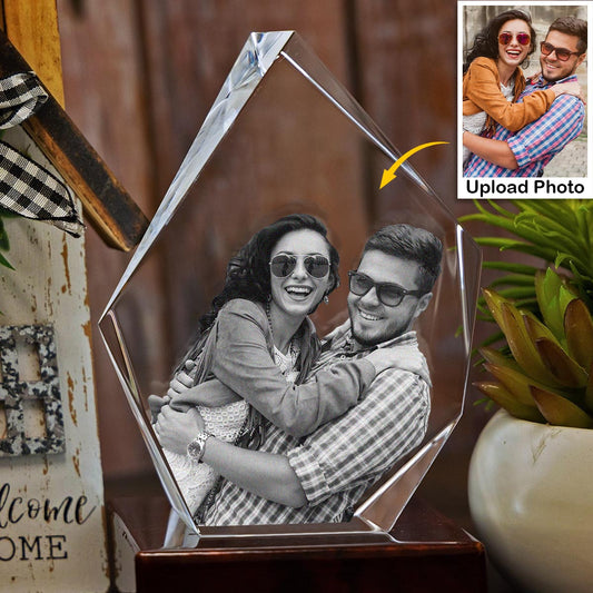 Lampe en cristal 3D en forme d'iceberg avec gravure laser personnalisée pour couple
