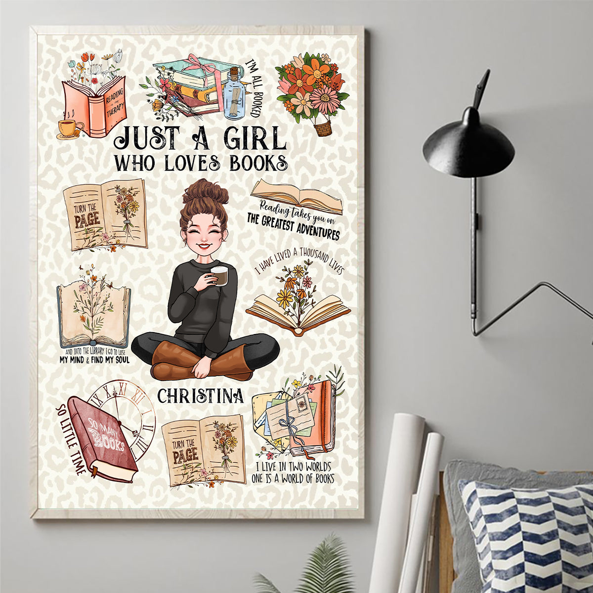 Une fille qui aime les livres - Toile et affiche personnalisées « Un livre pour toutes les occasions »